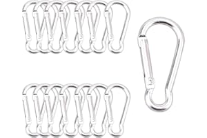 SUFUNE Mosquetón, Acero Inoxidable Mosquetón Llavero Set Doble Primavera Clip Mini Metal Bloqueo Hebilla Clip para Deportes al Aire Libre