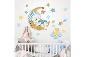 kina - R00543 Autocollants Muraux Enfant écologique et hypoallergénique Effet Tissu Doux Repositionnables Fais de beaux rêves Décoration Bébé Nouveau Pépinière Adhésif Papier Peint