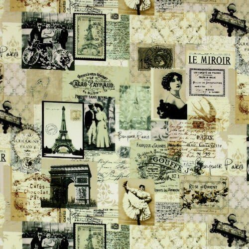 Timeless Treasures April in Paris News Vintage Collage Antique, 44-inch (112cm) Wide Cotton Fabric Yardage by Timeless Treasures Fabrics