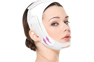 WY LIGHTING LEVEL Doppio mento Riduttore Riutilizzabile V-Linee Cintura Dimagrante Viso V Maschere Viso Lifting Cintura A Forma di V Maschera Lifting per Migliorare la Pelle del Viso Laccido (Bianco)