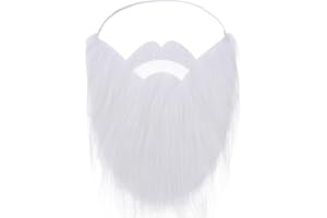 ZEYIYER White Beard Old Man Fake Beard Santa Claus Funny False Beard Novelty Fake Moustache, Old Man Facial Hair for Halloween Christmas Costume Masquerade Cosplay Party