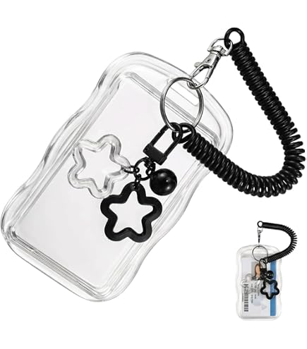 Josojoou 2 pezzi con stelle Photocard Holder K pop trasparente porta carte fotografiche Y2k Charm Design portachiavi carino carino protettivo porta badge per album carta idolo ID credito carta di
