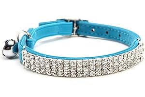 CHUKCHI Collar para gato, de terciopelo suave, diseño de brillantes con cascabel