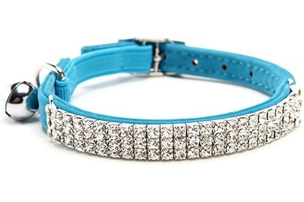 CHUKCHI Collier en velours doux réglable pour chat avec strass et clochettes