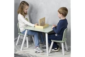 Kesper | stolik dziecięcy z 2 krzesłami, materiał: płyta pilśniowa, wymiary: 55 x 55 x 45 cm, kolor: biały, zielony | 17733 13