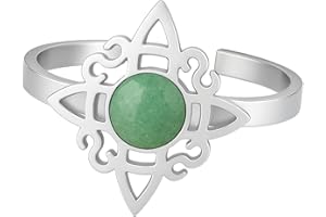 cotigo- Anillo Nudo De Bruja Para Mujer | De Acero Inoxidable Ajustable | Con Piedra Natural | Anillo De Proteccion Espiritual | Amuleto De Proteccion y Suerte.