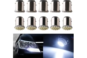 YM E-Bright Lampadina a LED per auto, P21/5W BAY15D 1157 22SMD Lampadina a LED per indicatori di direzione 12V per fanale posteriore, luci di retromarcia, luci di marcia diurna DRL(10PCS bianco)