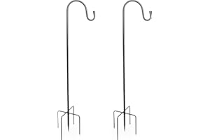 DIVCHI Shepherds Crook Hooks, 2 Pack 198.5cm Adjustable Height Shepherds Hooks with 5 Prong Base, Heavy Duty Garden Border Hook for Lanterns Birdfeeder Mason Jars Lights Weddings Plant Baskets