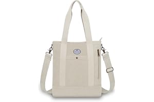 HUA ANGEL Mujer Bolsa de Hombro con Cremallera Lienzo Bolso de Bandolera Grande Bolso Totalizador Bolsa de Compras Bolsa de Mano para Trabajo Playa Vida Diaria Escuela