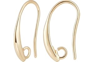 Beebeecraft 1 Caja de 40 Ganchos para Pendientes Franceses de Latón Chapado En Oro de 18 Quilates En Blanco con Bucles de 2.(157) in para Hacer Joyas