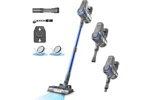YISORA Aspirateur Balai sans Fil N300, 25KPa & 2 Vitesses, Aspirateur sans fil 175W, Aspirateur Léger, 50Min Autonomie, 6 en 1 Aspirateur Balai sans Sac pour Les Poils d'animaux, Tapis, Canapé, Voiture