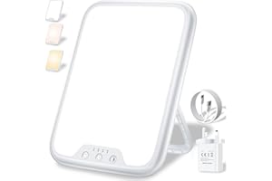 AJVV SAD Lamp, 10000 Lux Light Therapy Lamp for Depression, Sad Light UV-Free with 3 Colors Temperature, Stepless Brightness, 4 Timer Setting, Daylight Lamp Portable Light Therapy Box for a Happy Mood