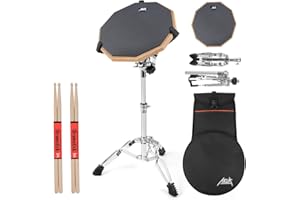 AKLOT Drum Practice Pad Set 12" with Snare Drum Stand,Double Sided,sticks,Carry Bag for Adult