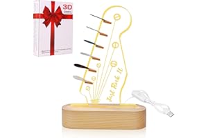 WANKD Light Up Gitarren-Pick-Halter (ohne Plektren) Acryl E-Gitarre Kopfplatte geformt Pick-Halter mit hölzernen Basis für Picks Lagerung und Anzeige Geschenk für Gitarristen Gitarrenspieler