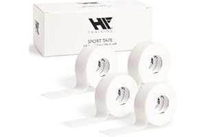 HF Training® - 4 x Profi Sporttape 2,5 x 10 m Weiß für Fußball, Handball & Fitness (EXTRA STARK) - Sport & Fußball Tape für Stutzen, Knie & Handgelenk (wasserfest) - Physiotape (selbstklebend)