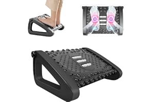 Barbuk Office Foot Rest - Adjustable Under Desk With Massage Texture and Roller, Ergonomic 6 Height Settings for Home, Office, School (Black)