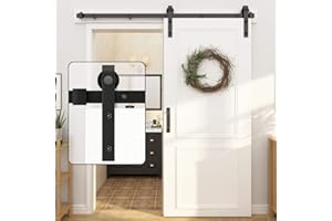 WINSOON 183CM Simple Porte Roller Kit Système de rail kit portes coulissantesporte quincaillerie coulissante de grange en bois antique roue de base - La forme de J - (porte non incluse)