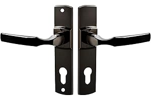 Vachette Ensemble de Poignée de Porte sur Plaque ARTIS - Version Clé I pour Porte d'Entrée, Cave, Abris de Jardin à Cylindre - Entraxe 165 mm - en Zamak Résistant - Garantie 10 Ans - Diamant Noir