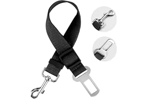 LauCentral Ceinture Chien Voiture, Harnais Chien Universel, Ceinture de Sécurité Indéchirable Durable Réglable 50-90cm pour Tous Les Chiens et Chats, Nylon Noir