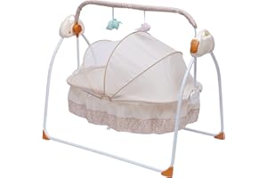 RAINWEEL Babywippe Elektrisch 0-25Kg Großer Raum Elektrisches Babybett Wiege Kleinkind Wippe Bett Baby Wiege Unterstützt intelligente Steuerung: Timer-Funktion (rosa)