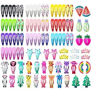 STAR WORK Toddler Hair Clips,ute Mini Snap Hair Clips for Baby Girls Kids, Colorful Small Snap Barrettes Metal Hair Clips for Fine Hair (100 PCS ANIMAL PRINT)