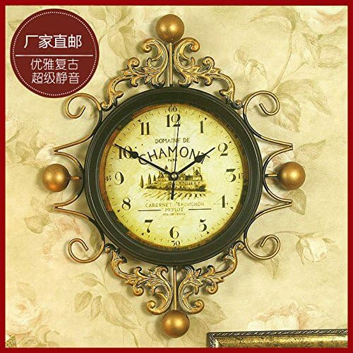 Eastern Mediterranean Creative Living Room Wall Clock Clock Clock Mute Simple European-Style Retro Electronic Quartz Wall Charts,10 Inch,Arabic Numerals