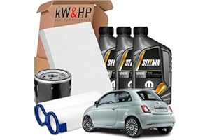 KW&HP KIT TAGLIANDO 3 FILTRI + 3 LITRI OLIO MOTORE ORIGINALE 0W20 COMPATIBILE CON 500 1.0 HYBRID IBRIDA