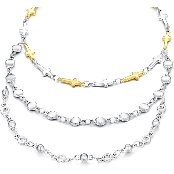 COOLSTEELANDBEYOND Cavigliera Donna Due Ranghi Oro, Acciaio Inossidabile Con Aperto Cerchio E Campana, Regolabile 23-27,5 Cm