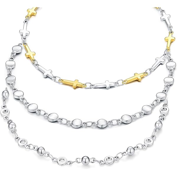 COOLSTEELANDBEYOND Cavigliera Donna Due Ranghi Oro, Acciaio Inossidabile Con Aperto Cerchio E Campana, Regolabile 23-27,5 Cm