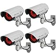 Homaxa Dummy Security CCTV Bullet Camera with LED Light Indication, Silver - Pack of 4