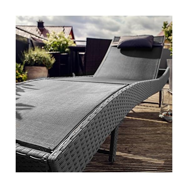 TecTake Rattan day bed sun canopy lounger recliner garden furniture - Image 7