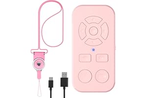TESECU Tik Tok Bluetooth Fernbedienung für Kurze Videos und Kindle App, Handy Bluetooth Selfie Remote Control, Bluetooth-Fernbedienung für Serfie Video mit iPhone, Android, Rosa