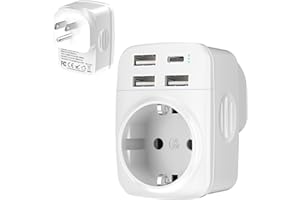 Hoppac 5 in 1 Adattatore Presa Americana, Adattatore USA con 3 USB A e 1 USB C per spina Canada, Messico, Antigua e Barbuda, Aruba, Bahamas, Barbados, Belize, Bermuda, Colombia, Costa Rica
