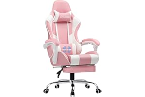 Krzesło biurowe GTPLAYER Krzesło do gier Masaż Krzesło do gier Ergonomiczne krzesło dla graczy z podnóżkiem, zagłówek z masażem Poduszka lędźwiowa, wyściełane krzesło do gier, krzesło obrotowe