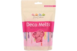 FunCakes Deco Melts Pink - Dip, Drip, Drizzle and Decorate Melt in The Microwave and Pour in Every Shape Make Candy, Drip Cakes, Lollipops and Decorate Cakes, Cookies and Cupcakes AZO Free 250 g