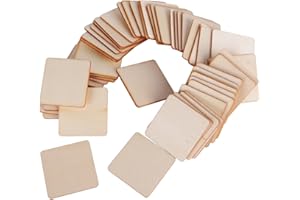 DEOMOR (4cm * 4cm) 50 Stück Holzscheiben Baumscheiben Holzplättchen Holz Platten Basteln Natur Holz Scheibe zum Basteln Bemalen für DIY Basteln Malen DIY Handwerk Dekoration (Quadrat Form)