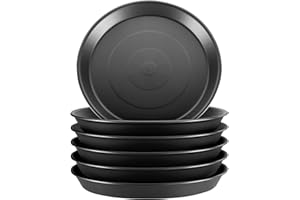 GROWNEER 6 Packs 30 CM Plant Saucer Plant Drip Trays, Plastic Plant Trays for Pots, Heavy Duty Pot Drip Trays for Indoors Outdoor Flower Planters, Black