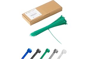 HAUS PROJEKT Vert Lot de 100 Attaches Zippées Industrielles de Qualité Supérieure, 200 mm x 2,5 mm, Multifonctionnelles, en Plastique, pour Usage Intérieur et Extérieur, Gestion des Câbles, Fils, Maison, Bureau