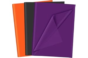 Morcheiong Lot de 70 feuilles de papier de soie multicolore pour Halloween, vacances, artisanat, décoration, fête, festival - Orange/noir/violet (50 x 37 cm)