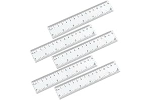 HUIYOUJIU 5pcs Clear Plastic Ruler Shatter Resistant Ruler Geometric Ruler Shatterproof Rulers Measuring Ruler Transparent Straight Ruler Tool for Kids Student Teaching School Office (15 cm/6 Inch)
