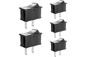 SCOOYUCK 5 sztuk przełączników kołyskowych, SPST 15 mm x 21 mm, 2-biegunowy ON/OFF 12 V, 24 V, 125 V, 250 V, przełącznik dźwigienkowy, do samochodów, łodzi, urządzeń gospodarstwa domowego