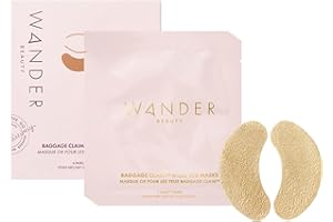 Wander Beauty Baggage Claim - Gold Foil Under Eye Patches For Dark Circles and Puffiness - Under Eye Mask Depuffs & Firms - Brightening Eye Mask for Under Eye Bags (6 Pairs)
