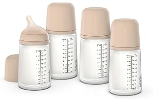 Suavinex, Pack 4 Biberons Anti-Colique Zero Zero 270 ml avec Tétine à Débit Moyen (M) en Silicone, Bébés +3 Mois, Lait Maternel, Poudre et Liquides Densité Moyenne, Compatible Allaitement, Light