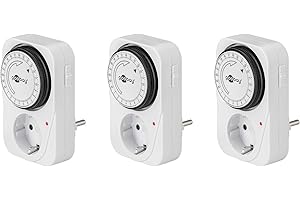 Goobay 55539 Minuterie/Prise programmable pour Prise de Courant avec fiche à Contact de Protection - silencieuse minuteur Prise Electrique 16a - Fiche mâle/Femelles: Type F, Paquet de 3