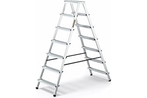 DRABEST Scala Alluminio 7 gradini Doppia Scala Domestica Pieghevole Leggera Portata massima 125 kg