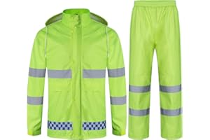 Oralidera Herren Regenanzug mit Kapuze Reflektierender Winddicht Regenjacke und Regenhose Wasserdichter Arbeitskleidung Jacke und Hose Set für Herren
