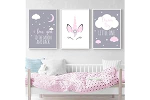 Nordic Ideas 3 Láminas Habitación Bebes Cuadros Infantiles Póster Lienzo Niños Dormitorio Decoración Regalos Sin Marco NPTWC001-L