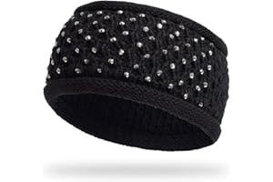 ‎ALSINO Alsino Stirnband für Damen Winter Glitzer Ohrenwärmer Haarband Glitter Winter Retro Mädchen Kopfband Geflochten Kinder Ohrenschützer Vintage (schwarz Strasssteine)