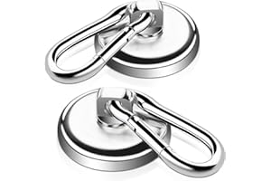 swihorab Magnethaken Extra Stark Ganchos magnéticos Imanes de neodimio extra fuertes con ganchos, 32 mm Ganchos magnéticos de neodimio de 2 kg con mosquetón giratorio Fuerza magnética giratoria de