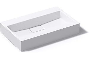 doporro Aufsatzwaschbecken Hängewaschbecken Waschtisch Mineralguss-Waschbecken Colossum19 ohne Armaturloch weiß matt inkl. Ablaufgarnitur